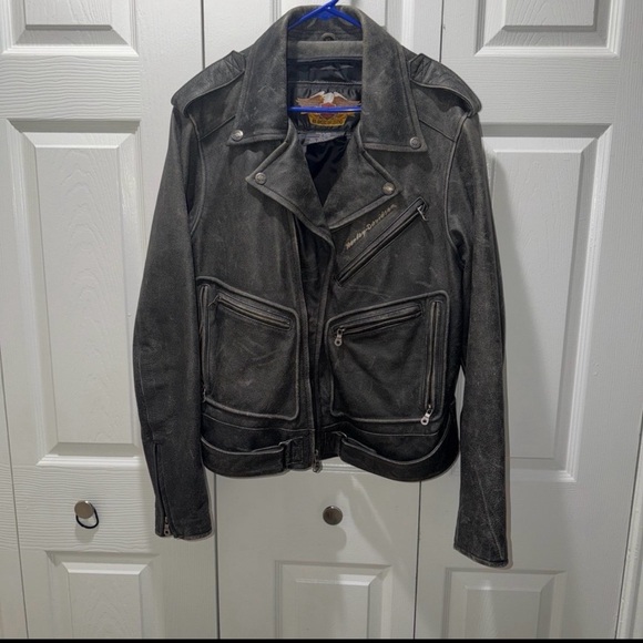 Vtg Harley Davidson Size Men’s XL “Legendary” Black Distressed Leather Jacket